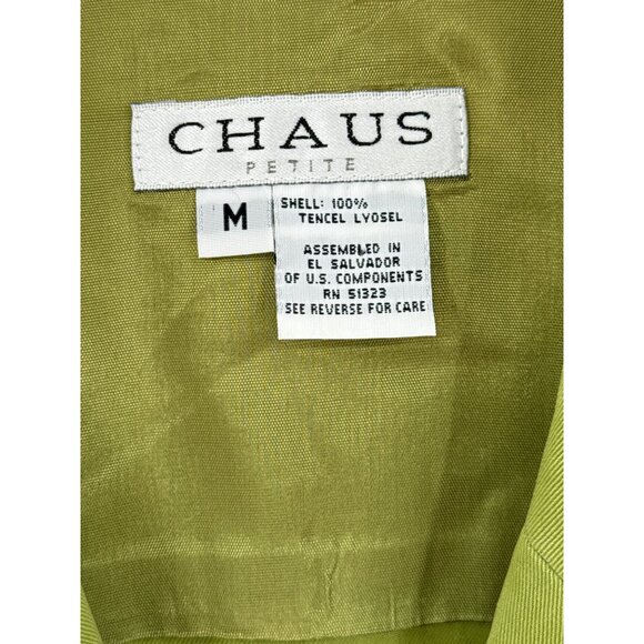 Chaus Petite M Lime‎ Green Double-Breasted Tencel Lyocell Jacket - Picture 2 of 7